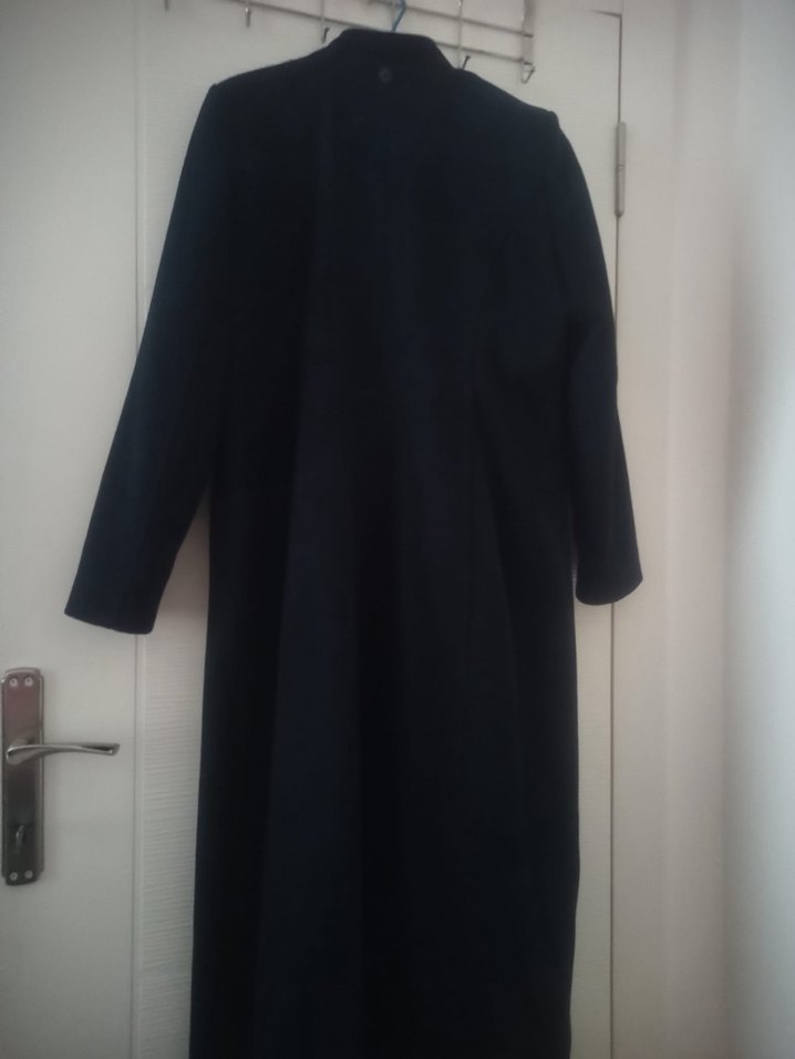 Düğmeli Siyah Uzun Kadın Kaban - Görsel 2