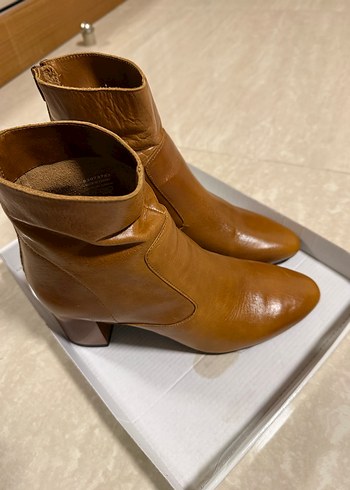 Bej Deri Kadın Dolgu Topuklu Bot - Görsel 2