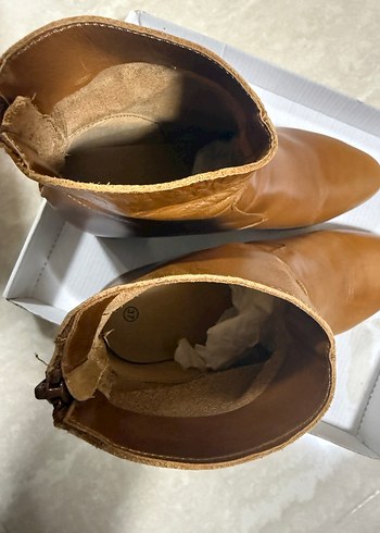 Bej Deri Kadın Dolgu Topuklu Bot - Görsel 3