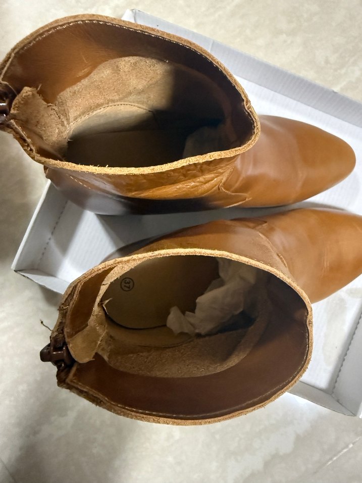 Bej Deri Kadın Dolgu Topuklu Bot - Görsel 3