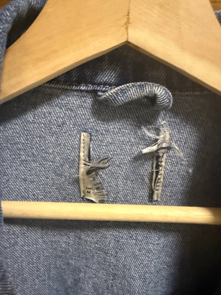 Kadın Gri Mavi Düğmeli Bol Kesim Denim Ceket - Görsel 3