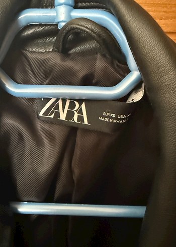 Kadın Siyah Deri Ceket, Düğmeli, Midi Boy - Görsel 3