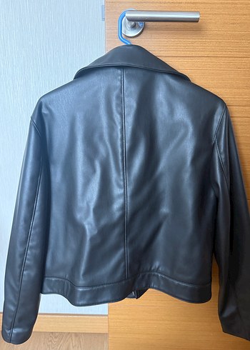 Kadın Siyah Deri Ceket, Düğmeli, Midi Boy - Görsel 2