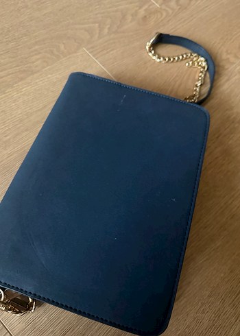 Mavi Süet Zincir Detaylı Kadın Çanta - Görsel 3