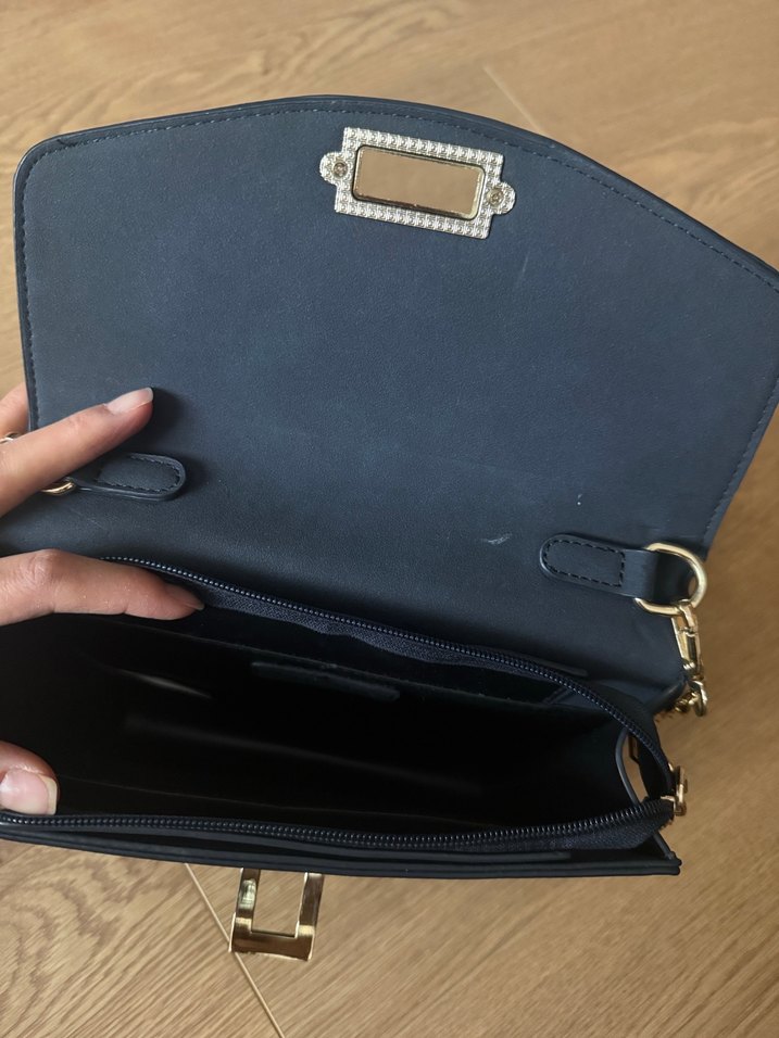 Mavi Süet Zincir Detaylı Kadın Çanta - Görsel 4