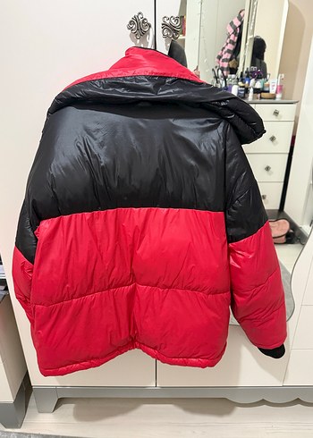 Kırmızı Siyah Fermuarlı Kadın Kışlık Mont - Görsel 2