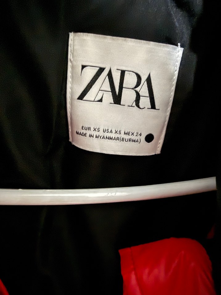 Kırmızı Siyah Fermuarlı Kadın Kışlık Mont - Görsel 3