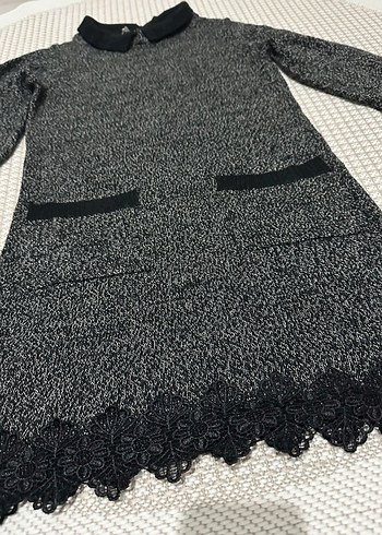 s Beden KOTON Marka Gri Yakalı Triko Uzun Kollu Tunik