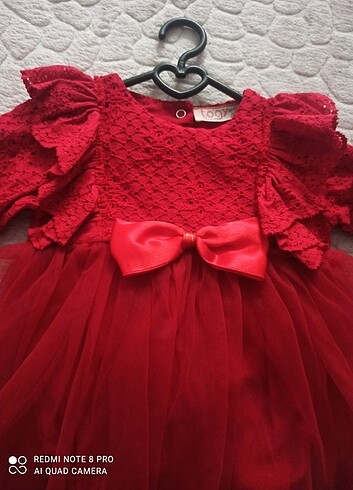 9-12 Ay Beden kırmızı Renk Doğum günü elbisesi