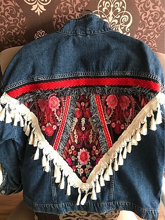 Oversize Koton İşlemeli Kot Ceket