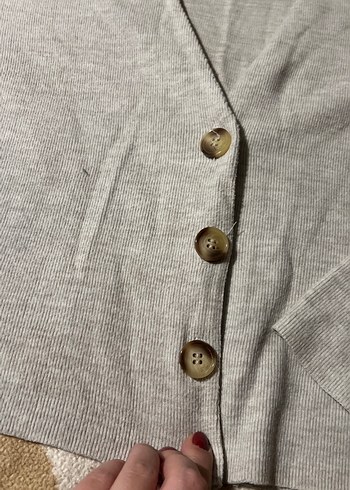 Zara Düğmeli Gri Keten Kadın Hırka