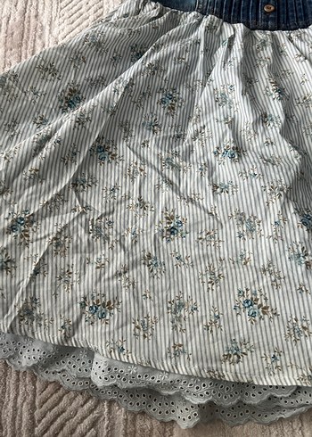 Mango Düğmeli Jean Üstü Nakışlı Bohem Mini Elbise