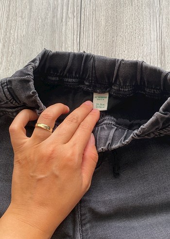 24-36 Ay Beden Gri Erkek Çocuk Bol Kesim Denim Pantolon