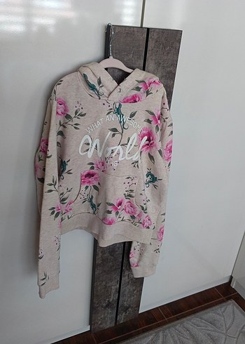 Kız Çocuk Kapüşonlu Çiçekli Sweatshirt