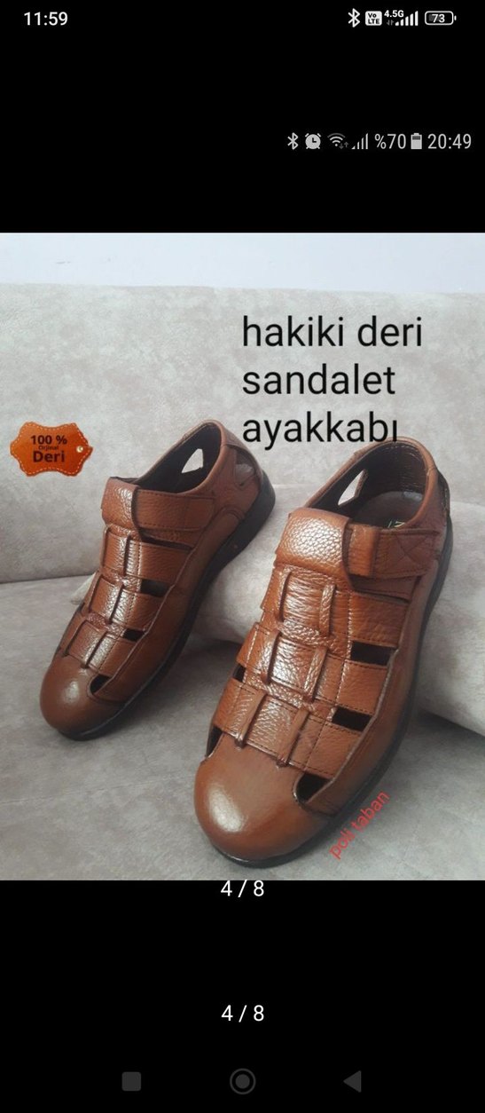 Diger Kahverengi Erkek Hakiki Deri Sandalet - Görsel 5