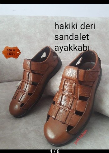 Hakiki Deri Erkek Kahverengi Sandalet - Görsel 5
