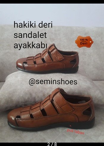 Hakiki Deri Erkek Kahverengi Sandalet - Görsel 7