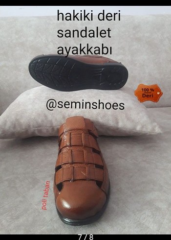 Hakiki Deri Kahverengi Erkek Sandalet - Görsel 2