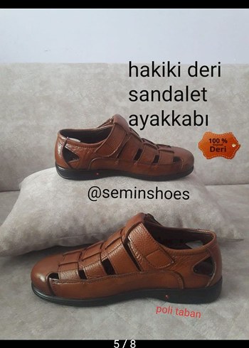 Hakiki Deri Kahverengi Erkek Sandalet - Görsel 4