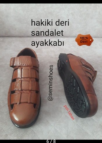 Hakiki Deri Kahverengi Erkek Sandalet - Görsel 5