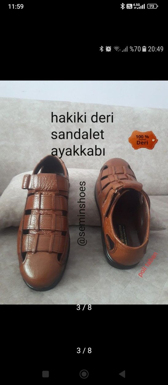 Hakiki Deri Kahverengi Erkek Sandalet - Görsel 3