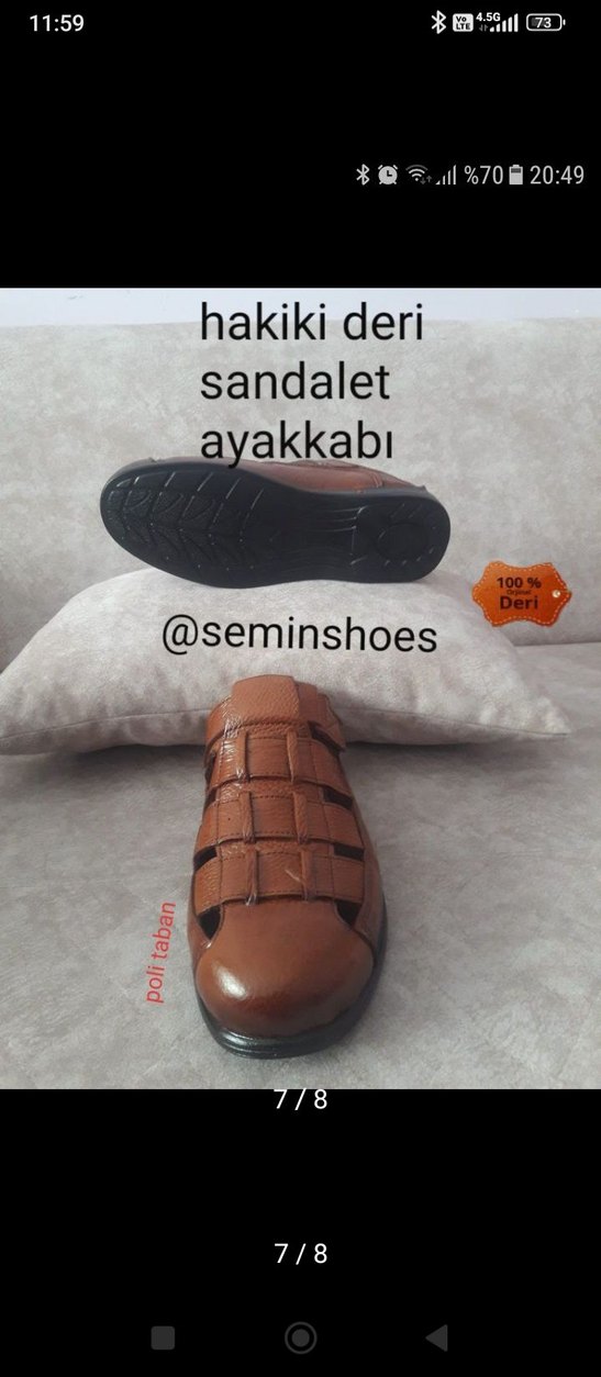 Hakiki Deri Kahverengi Erkek Sandalet - Görsel 2