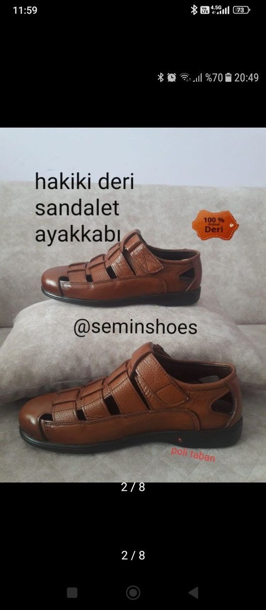 Diger Erkek Hakiki Deri Kahverengi Sandalet - Görsel 5