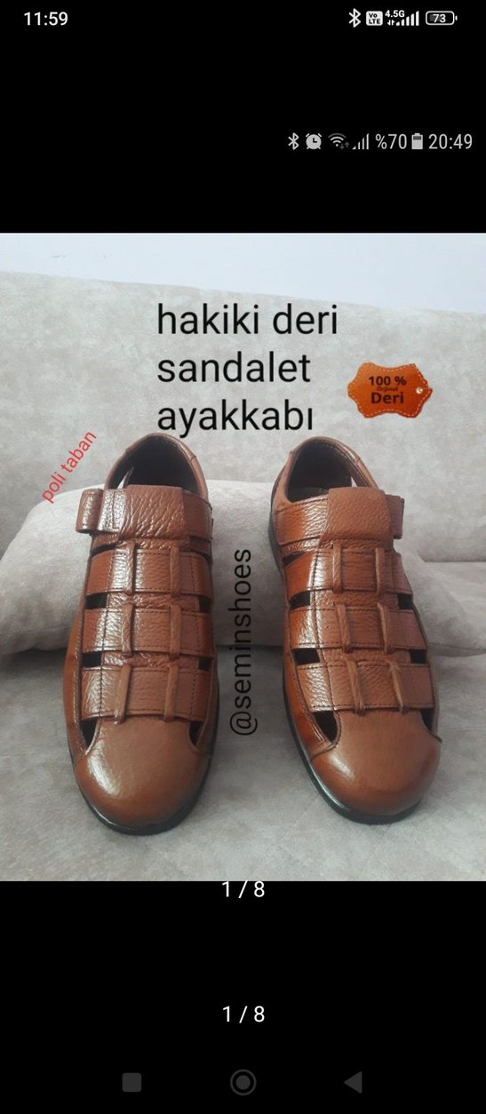 Hakiki Deri Erkek Kahverengi Sandalet - Görsel 4