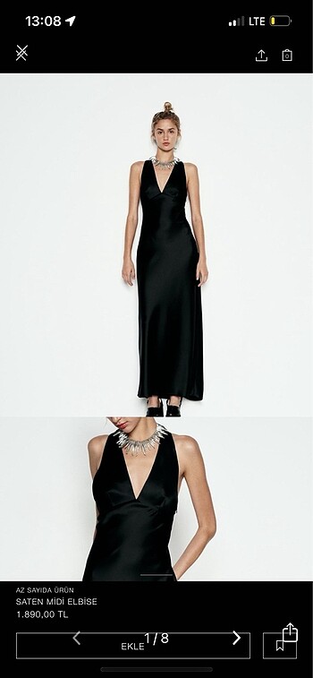 Zara saten elbise