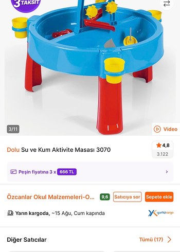 Diğer Dolu Su ve Kum Aktivite Masası 3070