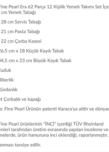 Karaca Beyaz Desenli Yemek Takımı