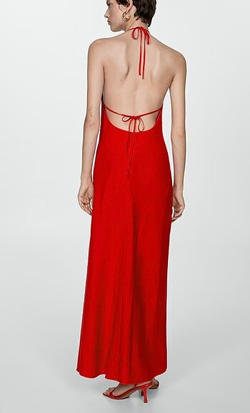 Zara Mango YeniSezon Kırmızı Keten Elbise