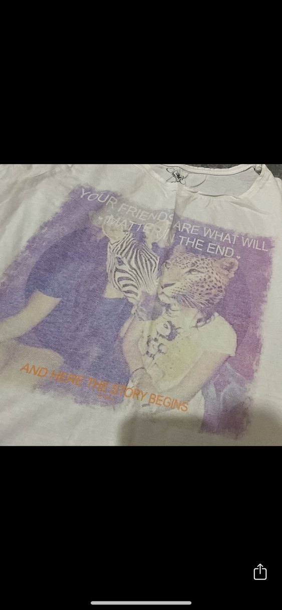 Kadın Beyaz Baskılı Kısa Kollu Tişört - Görsel 2