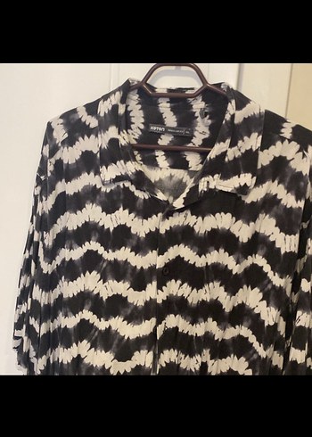 Gri Bağlamalı Desenli Düğmeli erkek Gömlek - Görsel 2