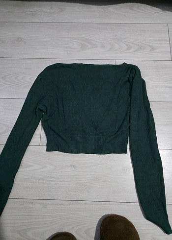 Uzun Kollu V Yaka Triko Bluz - Görsel 4