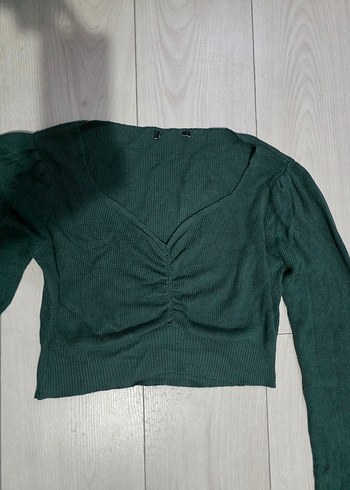 Uzun Kollu V Yaka Triko Bluz - Görsel 2