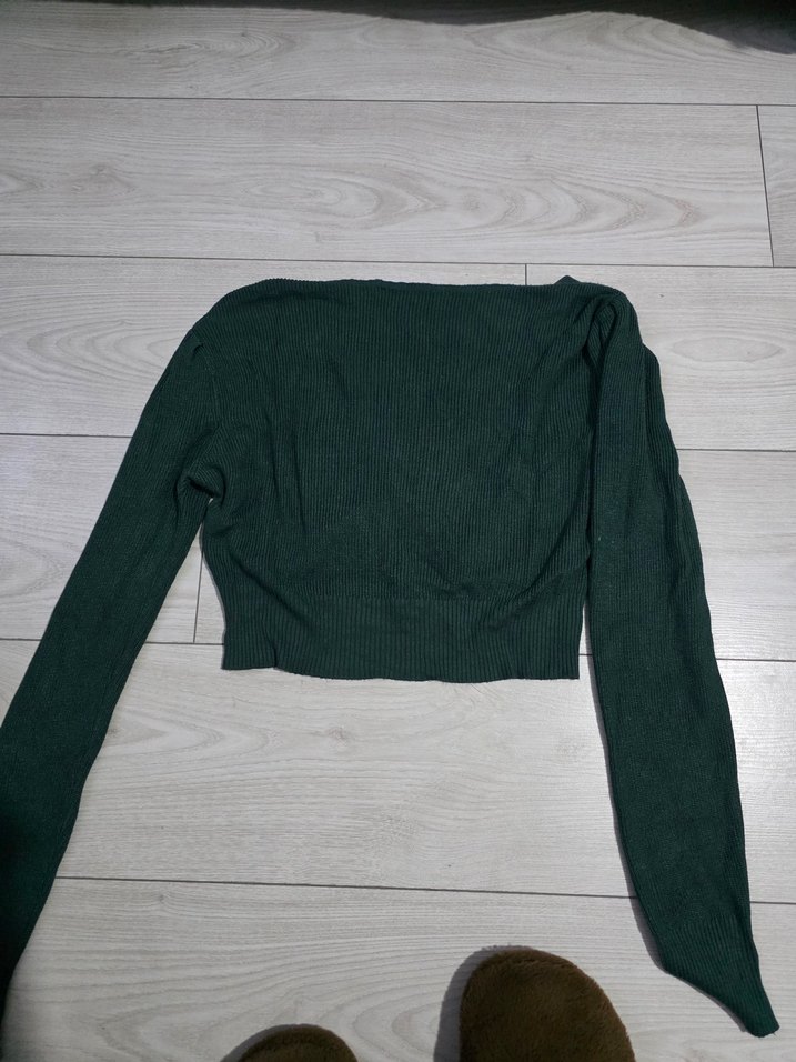 Uzun Kollu V Yaka Triko Bluz - Görsel 4