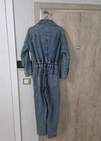 Kadın Mavi Denim Uzun Kollu Tulum - Görsel 4