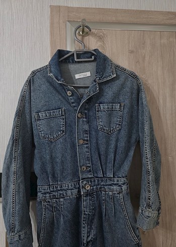 Kadın Mavi Denim Uzun Kollu Tulum - Görsel 5