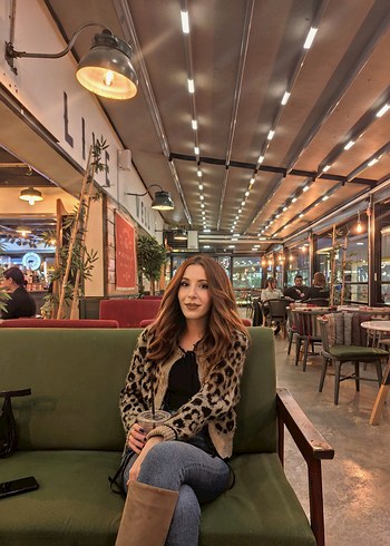 Kahverengi Leopar Desenli Kadın ceket