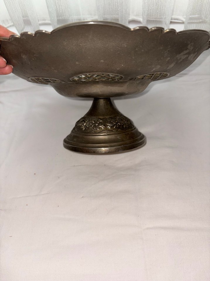 Gri Nakışlı Klasik antika  Tabak - Görsel 2