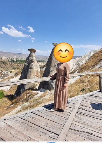 m Beden camel Renk Diger Bej Uzun Keten Elbise
