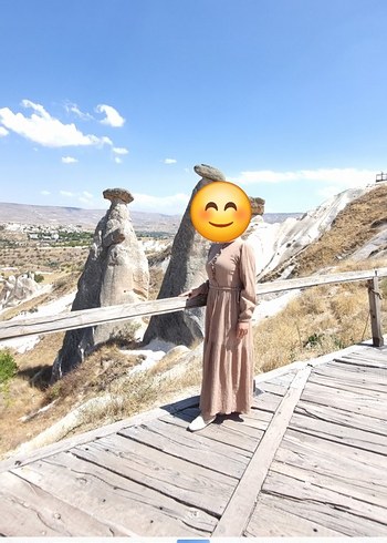m Beden Diger Bej Uzun Keten Elbise