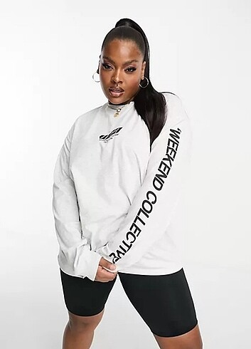 38 Beden gri Renk ASOS OVERSIZE 38 BEDEN UZUN KOL T-SHİRT