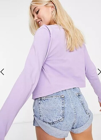 m Beden mor Renk ASOS M BEDEN LİLA CROP HIRKA