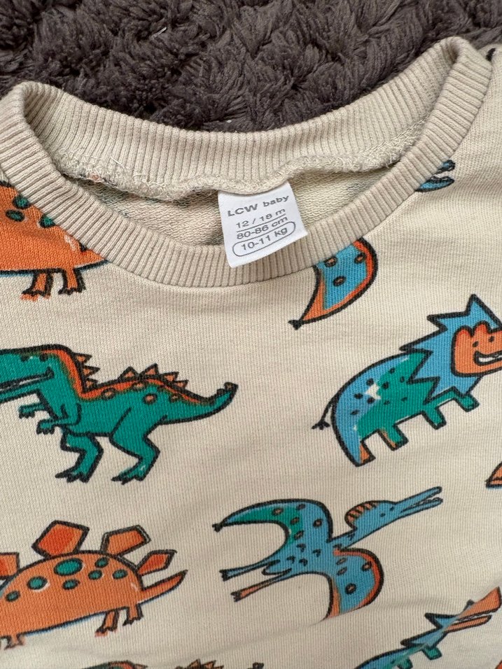 Bebek Erkek Dinozor Baskılı Uzun Kollu Takım - Görsel 3