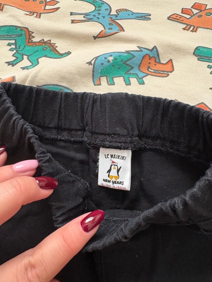 Bebek Erkek Dinozor Baskılı Uzun Kollu Takım - Görsel 2