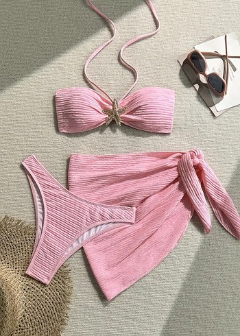 Pudra Pileli Mini Bikini Takımı
