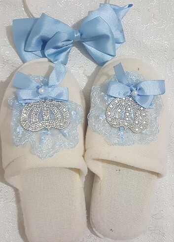 Lohusa terlik mavi beyaz taclar uyumlu - Görsel 3