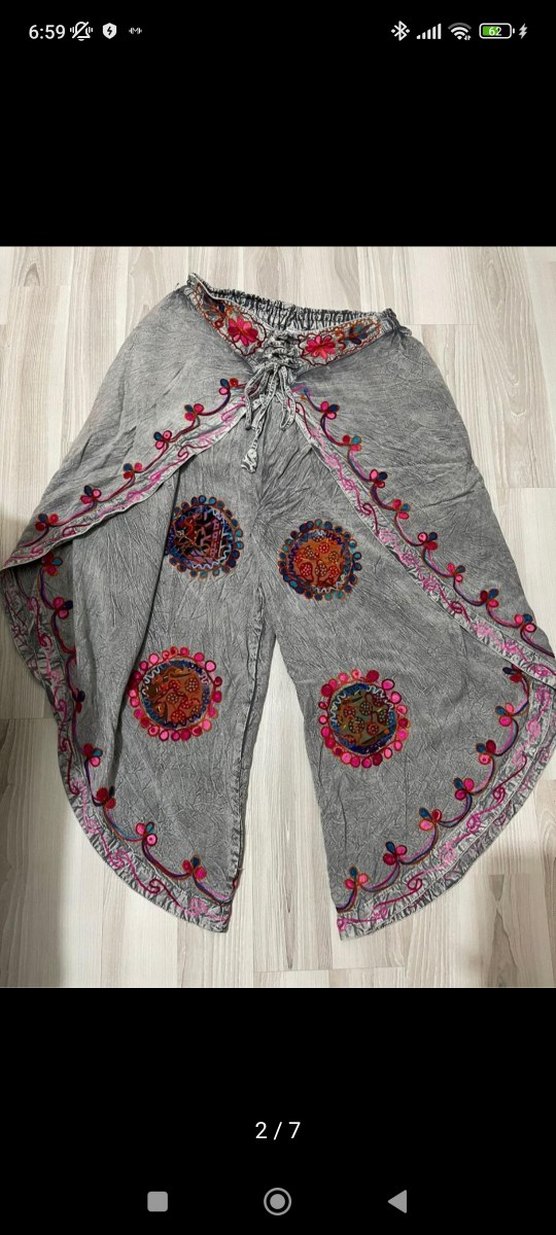 Bohem Gri Dökümlü Kadın Etek - Görsel 2